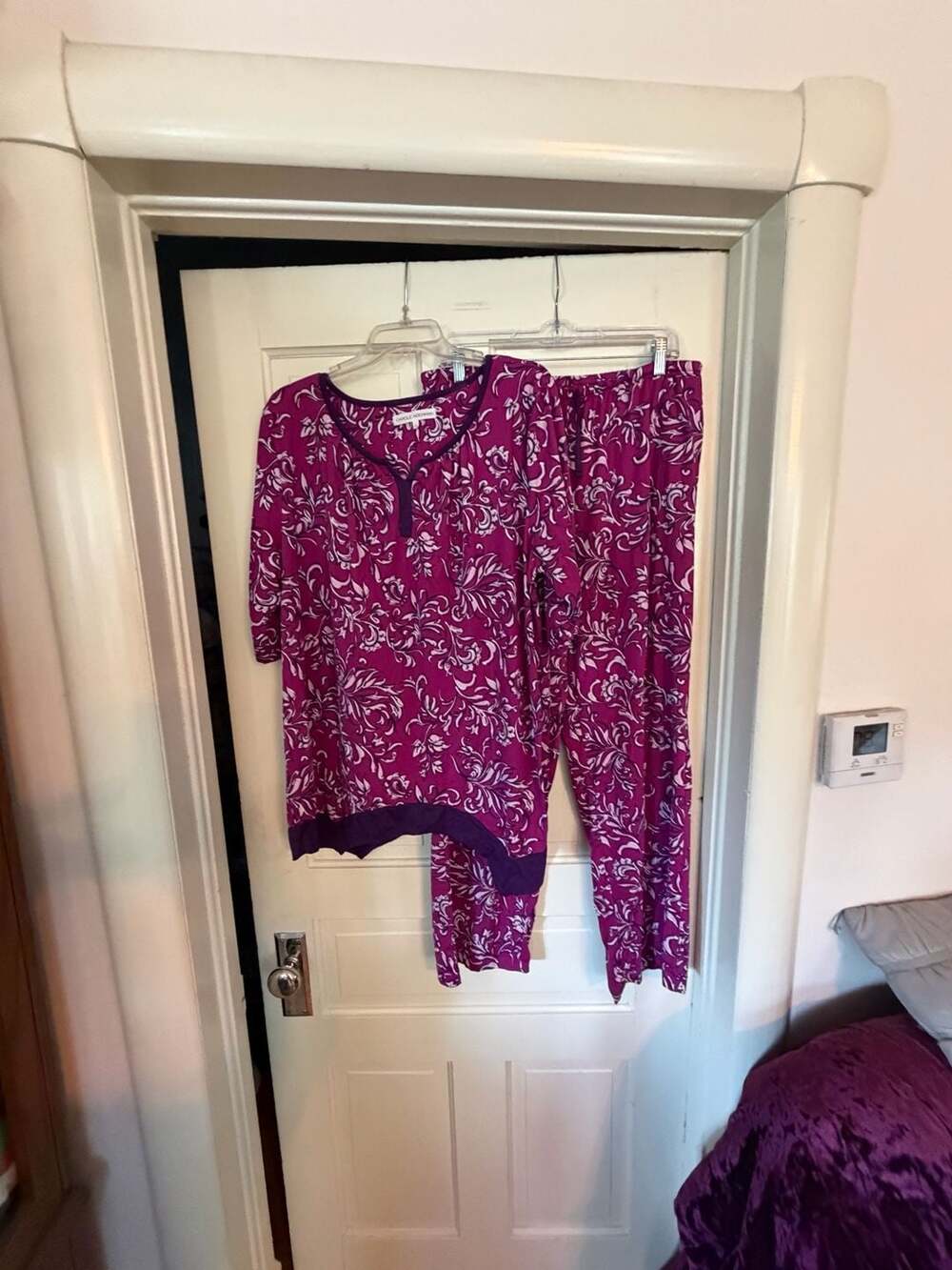 Carole Hochman French Scrolls Sueded Jersey 2-Piece Pajama Set